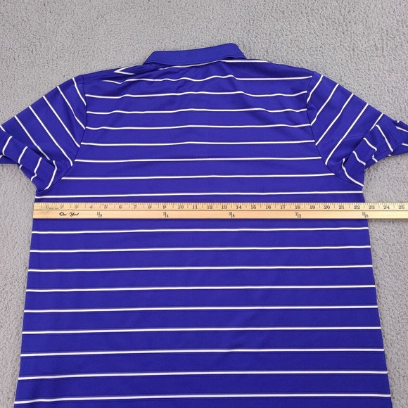 Ralph Lauren RLX Polo Shirt Mens Large Blue Striped Golf Casual Logo - Picture 11 of 14